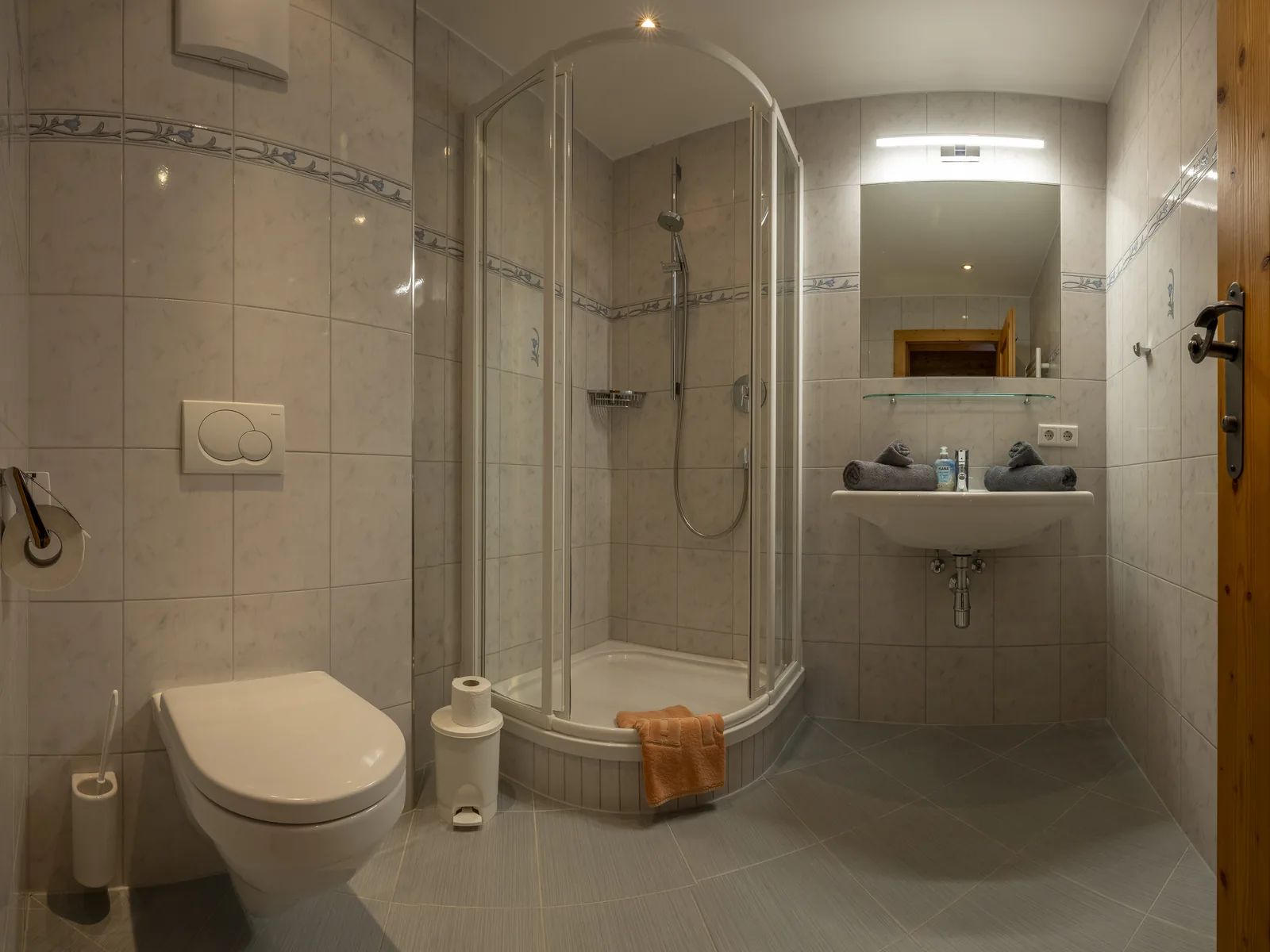 Dusche und WC im Badezimmer